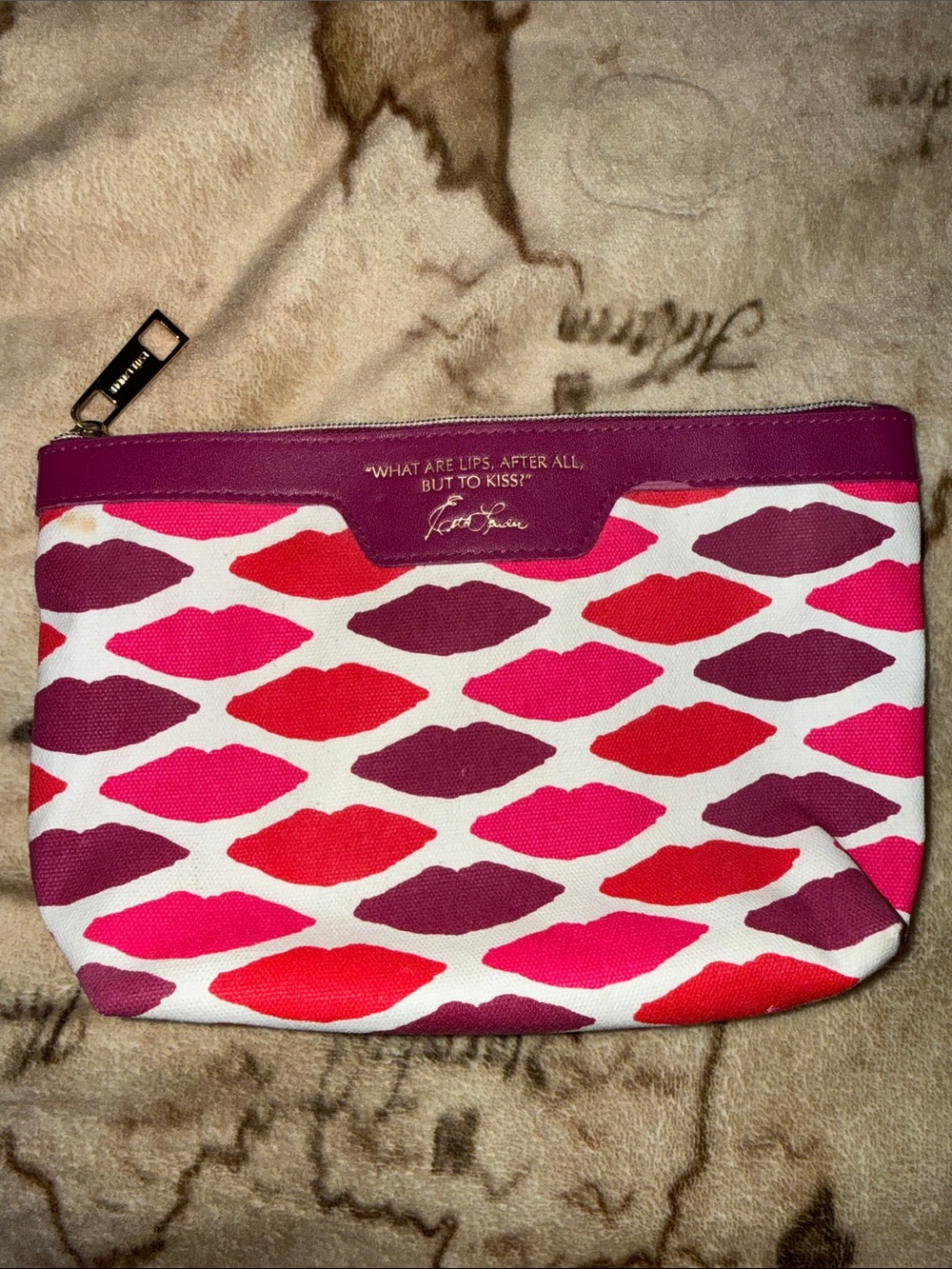 🖤Estee Lauder Lip Print Cosmetic Pouch in White, Pink, Red & Purple🖤